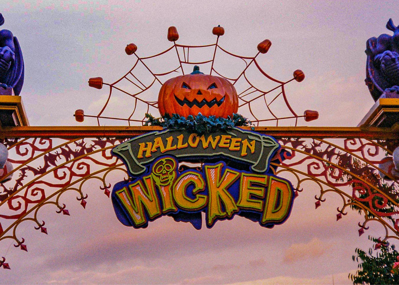 a sign for a halloween themed amusement park